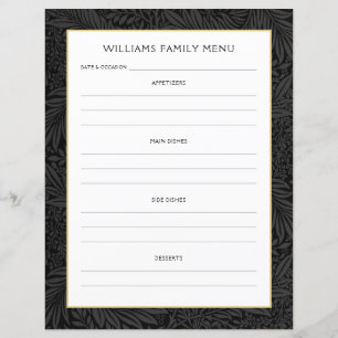Menu Planner voor familienaam zwarte bloem