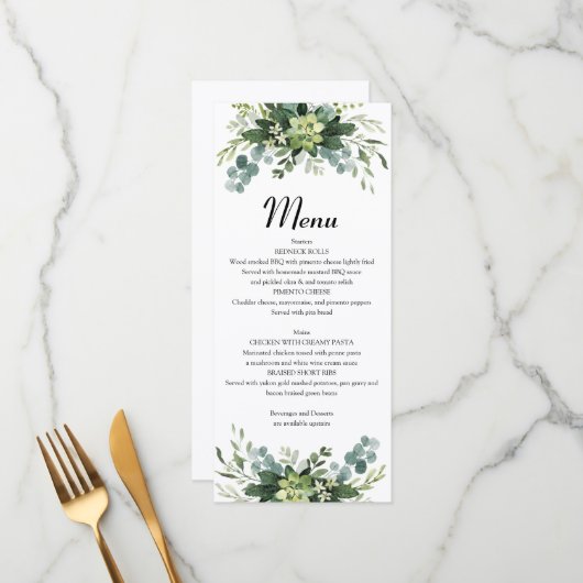 Menú Plano de vegetación Menu (Voorkant / Achterkant in situ)