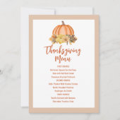 Menu Pompoen voor afdrukbare Thanksgiving Kaart (Voorkant)