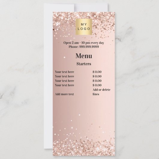 Menu Prijslijst business logo Gold card Kaart (Voorkant)