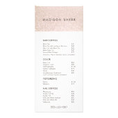 Menu Prijslijst Champagne Pink Glitter Salon (Voorkant)