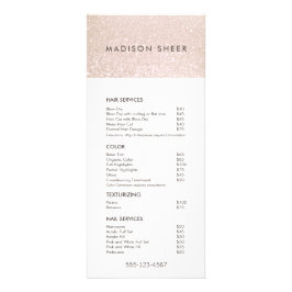 Menu Prijslijst Champagne Pink Glitter Salon