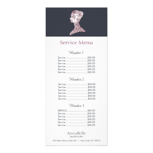 Menu Prijslijst Floral Beauty Face Salon (Voorkant)