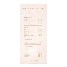 Menu Prijslijst lichtroze Salon Spa