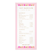 Menu Prijslijst met roze zalon (Voorkant)