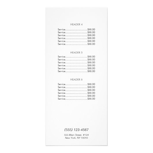 Menu Prijslijst met turquoise en Silver Sequin (Achterkant)