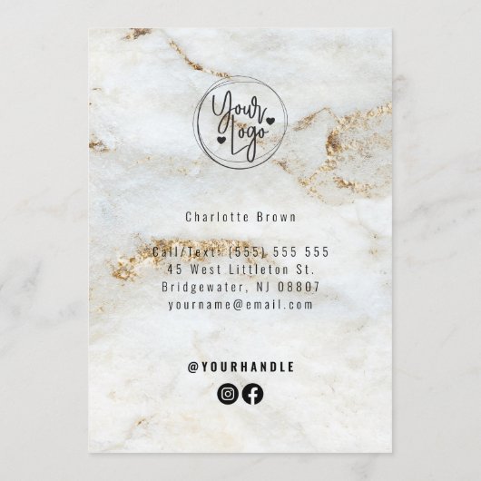 Menu Prijslijst professionele marmer Nail (Achterkant)