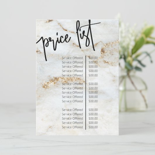 Menu Prijslijst professionele marmer Nail (Staand voorkant)