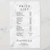 Menu Prijslijst professionele marmer Nail (Voorkant)