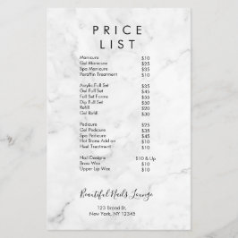 Menu Prijslijst professionele marmer Nail
