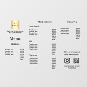 Menu-prijslijst restaurant café raamsticker