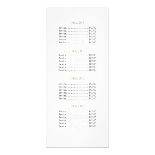 Menu Prijslijst van Fun Bokeh en Roos Gold Salon 2 (Achterkant)