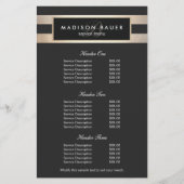 Menu Prijslijst van Monogram Black en Gold Stripes (Voorkant)