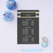 Menu Prijslijst van Monogram Black en Gold Stripes (Enkel)