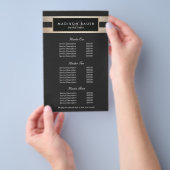 Menu Prijslijst van Monogram Black en Gold Stripes (Hand)