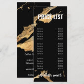Menu Prijslijst zwarte en goudmarmer Hair (Voorkant / Achterkant)
