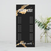 Menu Prijslijst zwarte en goudmarmer Hair (Staand voorkant)