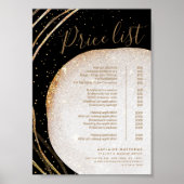 Menu Prijslijst zwarte goudglitter-stylist Salon Poster (Voorkant)