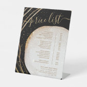 Menu Prijslijst zwarte goudglitter-stylist Salon Reclamebord Met Voetstuk (Voorkant)