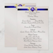 Menu Princess Blue Jewel Crest Wedding (Voorkant / Achterkant)