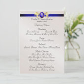 Menu Princess Blue Jewel Crest Wedding (Staand voorkant)
