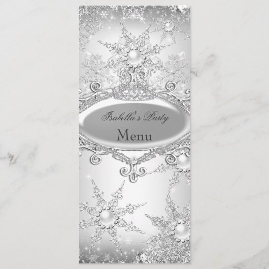 Menu Princess Winter Wonderland Zilver Wit (Voorkant)