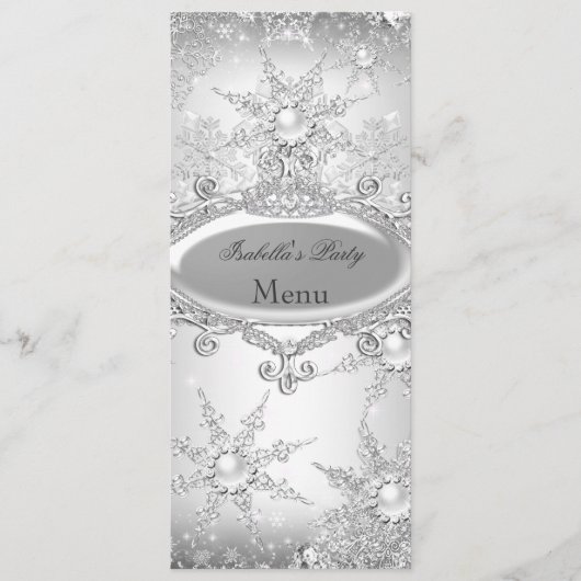 Menu Prinses Winter Wonderland Zilver Wit (Voorkant)