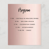 Menu programma roos gouden verjaardagsfeestbudget (Achterkant)