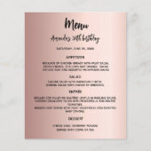 Menu programma roos gouden verjaardagsfeestbudget (Voorkant)