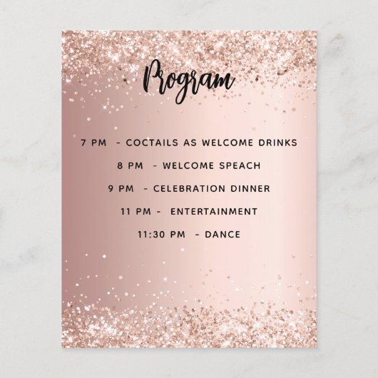 Menu programma roos gouden verjaardagsfeestje (Achterkant)