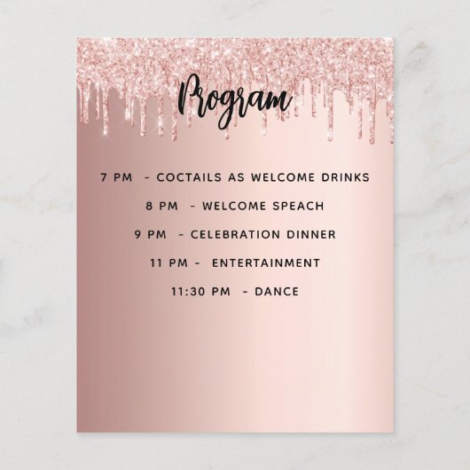 Menu programma roos gouden verjaardagsfeestje (Achterkant)