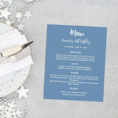 Menu programma stoffig blauw verjaardagsfeestje