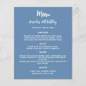 Menu programma stoffig blauw verjaardagsfeestje (Voorkant)