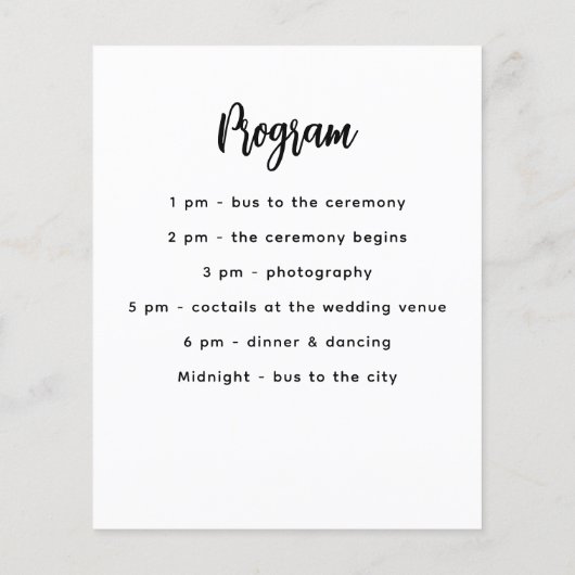 Menu programma wit aangepaste partij kleur budget (Achterkant)