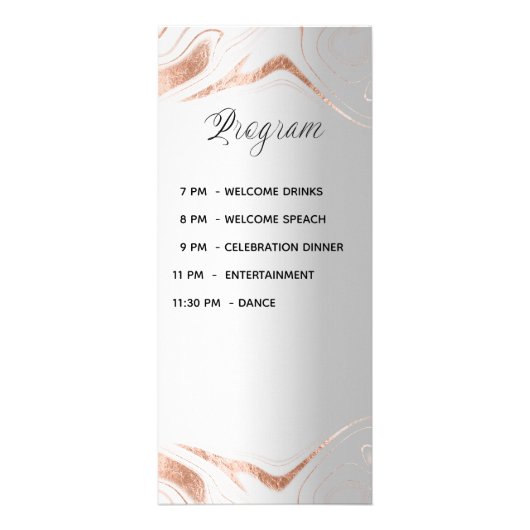 Menu programma zilver roos gouden marmer bruiloft (Achterkant)