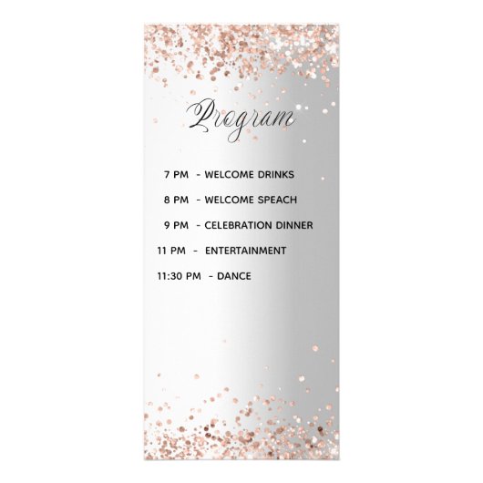 Menu programma zilver roze gouden bruiloft (Achterkant)