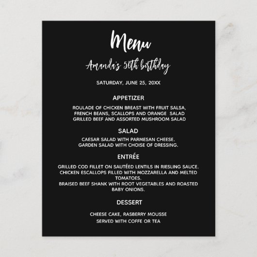 Menu programma zwart wit budget (Voorkant)