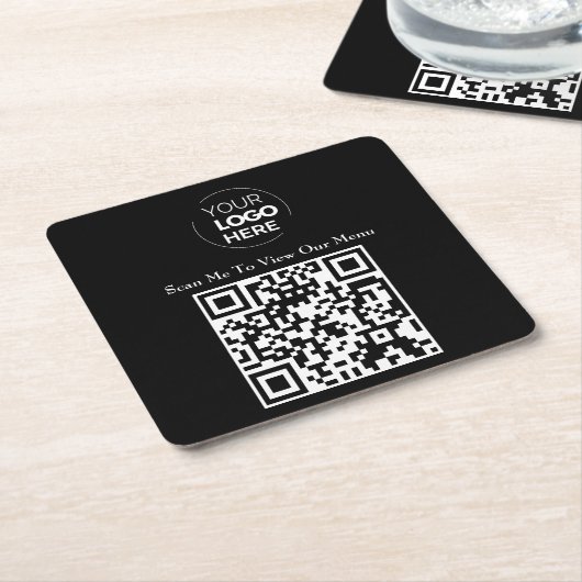 Menu QR-code | Contactloze Logo Kartonnen Onderzetters (Schuin)