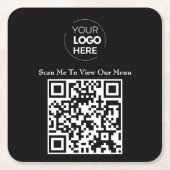 Menu QR-code | Contactloze Logo Kartonnen Onderzetters (Voorkant)