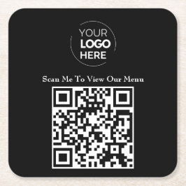 Menu QR-code | Contactloze Logo Kartonnen Onderzetters