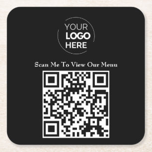 Menu QR-code   Contactloze Logo Kartonnen Onderzetters
