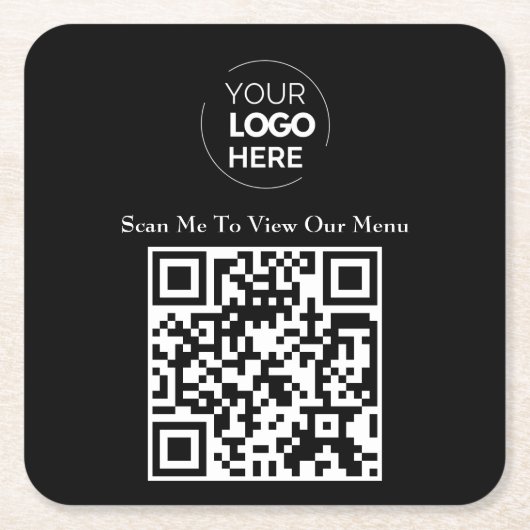 Menu QR-code | Contactloze Logo Kartonnen Onderzetters (Voorkant)