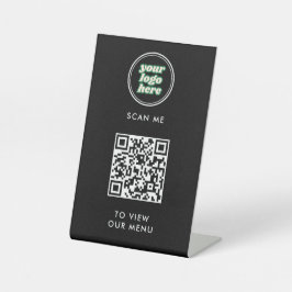 Menu QR-code | Contactloze Logo Reclamebord Met Voetstuk