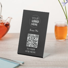Menu QR-code | Contactloze Logo Reclamebord Met Voetstuk