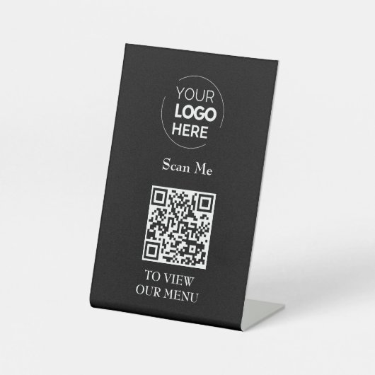 Menu QR-code | Contactloze Logo Reclamebord Met Voetstuk (Voorkant)