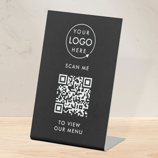 Menu QR-code | Contactloze Logo Reclamebord Met Voetstuk