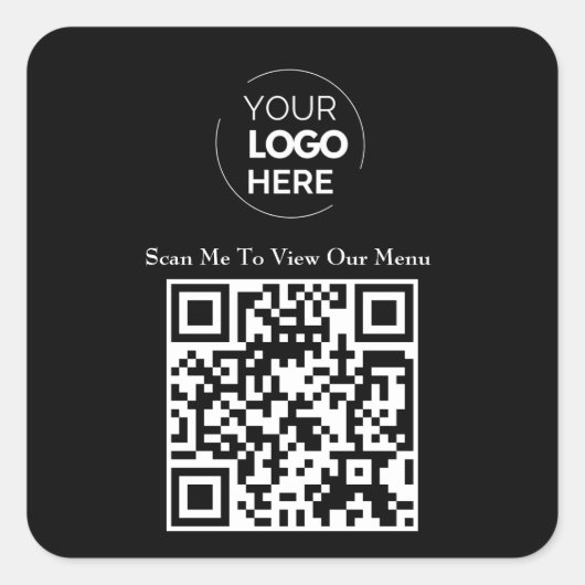 Menu QR-code | Contactloze Logo Vierkante Sticker (Voorkant)