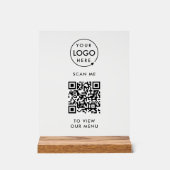 Menu QR-code | Contactloze moderne Logo Acryl Bord (Voorkant)