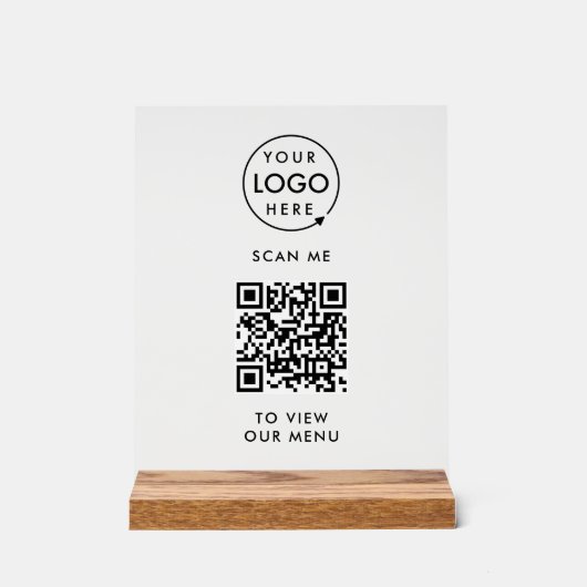 Menu QR-code | Contactloze moderne Logo Acryl Bord (Voorkant)