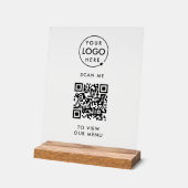Menu QR-code | Contactloze moderne Logo Acryl Bord (Hoek)